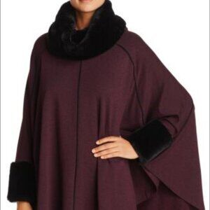 Capote Purple and Black Fur Poncho S/M